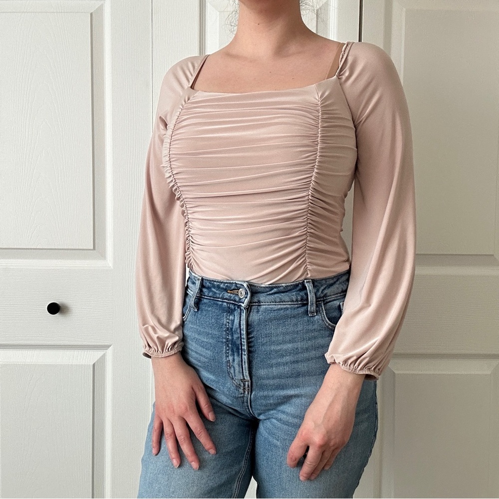 Fashion Nova ruched cream bodysuit